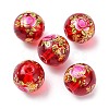 Flower Picture Printed Glass Round Beads GLAA-J087-10mm-A05-2