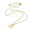 Ion Plating(IP) Rectangle with Initial Letter 304 Stainless Steel Pendant Necklace NJEW-R265-04G-K-3