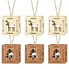 1 Set 6Pcs 2 Styles Christmas Square Splicing Wooden Ornament Mixed Colors ST-CJ0040-001-1