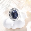 Oval Natural Sodalite Finger Rings RJEW-M063-01P-09-1