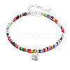 Bohemian Style Alloy Shell Shape Charm Colorful Glass Seed Beaded Anklets for Women FS-WGADE82-02-1