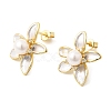 Brass Micro Pave Cubic Zirconia Enamel Stud Earrings CU-CBABA66-12C-G-4
