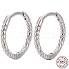 Anti-Tarnish Unisex Rhodium Plated 925 Sterling Silver Hoop Earrings EJEW-AA00271-06P-2