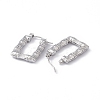 Tarnish Resistant 304 Stainless Steel Rectangle with Bamboo Hoop Earrings for Women EJEW-G314-09P-2