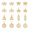 16Pcs 8 Styles Brass Micro Pave Cubic Zirconia Pendants KK-TA0002-30-1