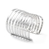 Rack Plating Brass Hollow Out Wide Wire Cuff Bangles for Women BJEW-D032-05P-1