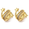 Brass Micro Pave Clear Cubic Zirconia Cuff Earrings LS-EJEW-D328-02G-01-4