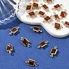 SHEGRACE Brass Pave Cubic Zirconia Square Connector Charms XGRQ2O364-440B-G-4