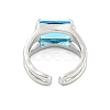 304 Stainless Steel Cubic Zirconia Open Cuff Ring RJEW-S406-05P-05-3