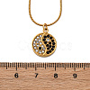 304 Stainless Steel Crystal & Jet Rhinestone Yin-yang Pendant Round Snake Chain Necklaces for Women NJEW-Z044-12G-5
