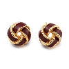 Twist Brass Enamel Stud Earrings for Women EJEW-U055-05G-2