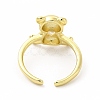 Glass Bear with Heart Open Cuff Ring KK-A180-39G-3