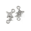 SHEGRACE Brass Micro Pave Clear Cubic Zirconia Double Star Links Connector Charms XGRQ2O669-454P-2
