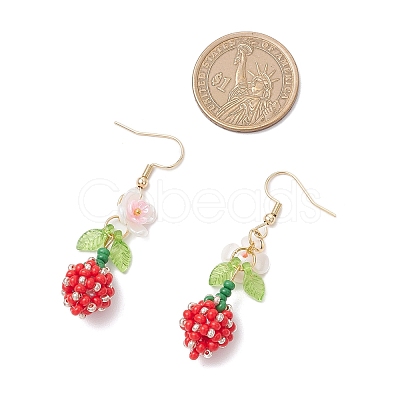 Flower 304 Stainless Steel Glass Seed Beads Dangle Earrings EJEW-MZ00470-01-1