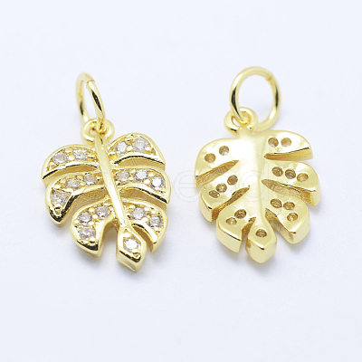 Brass Micro Pave Cubic Zirconia Charms KK-P133-04G-NR-1
