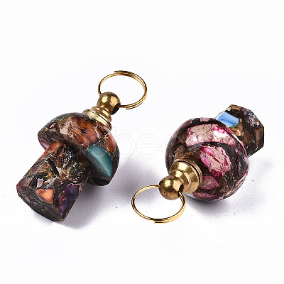 Assembled Synthetic Bronzite and Imperial Jasper Openable Perfume Bottle Pendants LS-G-S366-057D-1