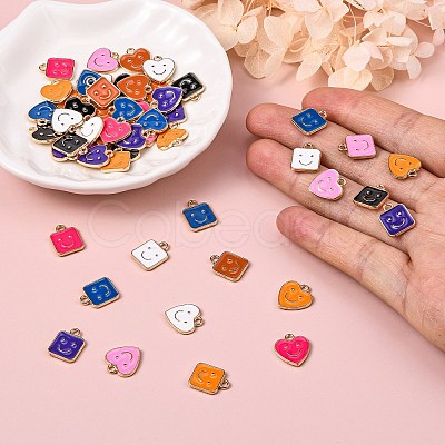 64Pcs 16 Style Alloy Enamel Charms ENAM-SZ0002-56-1