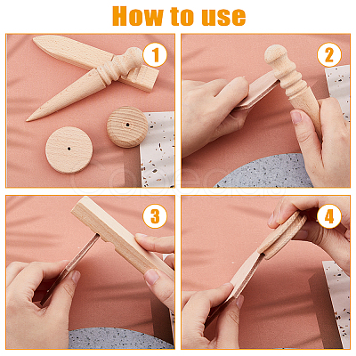 4Pcs 4 Styles Wood Leather Edge Burnisher Handworking AJEW-FH0005-30-1