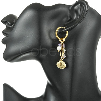 Star 304 Stainless Steel Hoop Earrings EJEW-JE07005-02-1