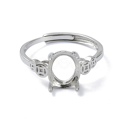 Adjustable 925 Sterling Silver Ring Components STER-K179-34P-1