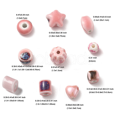 20Pcs 10 Styles Pearlized Handmade Porcelain Beads PORC-FP0001-08-1