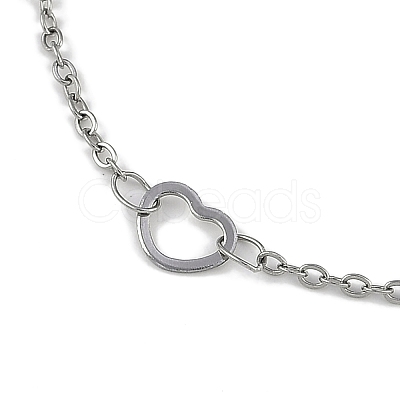 Anti-Tarnish 304 Stainless Steel Heart Link Chains Anklets High Polished AJEW-A057-09B-P-1
