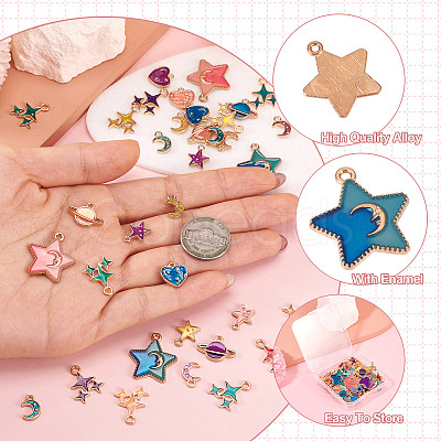 48Pcs 24 Styles Alloy Enamel Pendants ENAM-TA0003-16-1