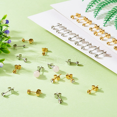 32Pcs 8 Styles 304 Stainless Steel Stud Earring Findings STAS-TA0002-97-1