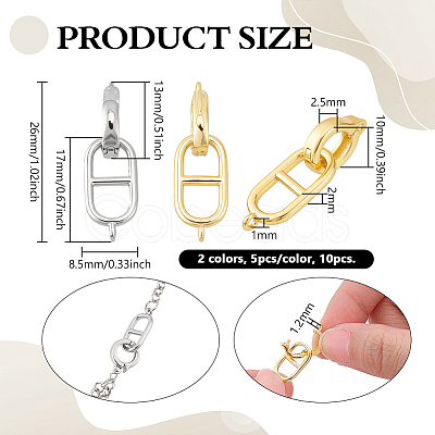 10Pcs 2 Colors Brass Fold Over Clasps KK-PH0014-44-1