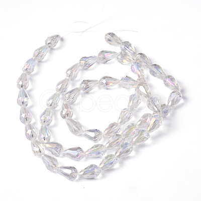 Faceted Teardrop Electroplate Glass Beads Strands X-EGLA-D015-15x10mm-01-1