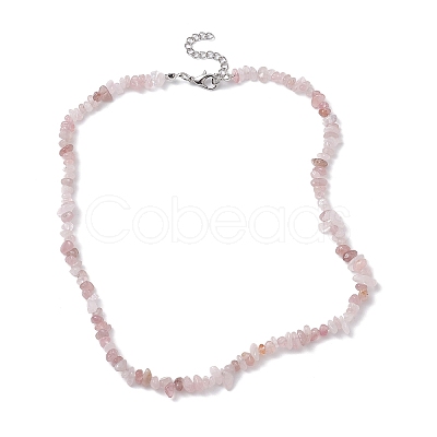 Natural Rose Quartz Chip Beaded Necklace NJEW-JN04615-03-1