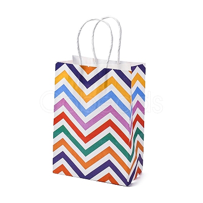 Wave Shaped Print Paper Packing Tote Bags CARB-R001-01C-1