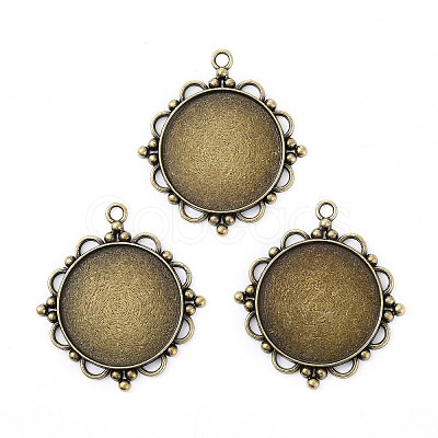 Vintage Tibetan Style Alloy Pendant Cabochon Settings LS-TIBEP-M018-92AB-NF-1
