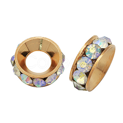 Brass Rhinestone Spacer Beads RB-A020-9mm-28RG-1