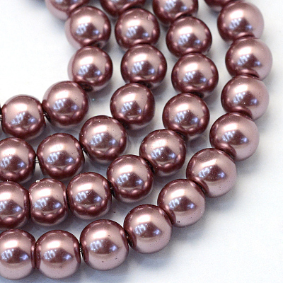 Baking Painted Pearlized Glass Pearl Round Bead Strands HY-Q003-6mm-58-1