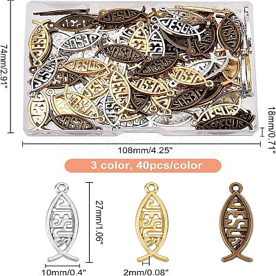 120Pcs 3 Color Alloy Pendants PALLOY-CA0002-34-1