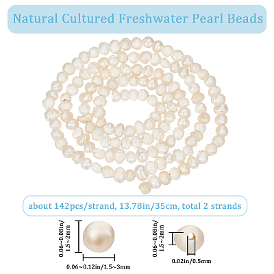 2 Strands Natural Cultured Freshwater Pearl Beads Strands PEAR-BBC0001-18-1