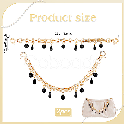 Black Plastic Pearl Tassel Iron Decorative Bag Chains HJEW-PH01993-1