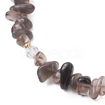 Natural Obsidian Chip & Glass Beaded Anklets AJEW-AN00682-07-1