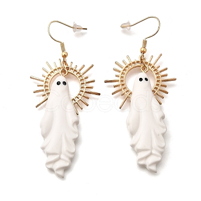 Halloween Ghost Alloy Dangle Earrings EJEW-K316-02G-1