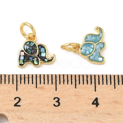 Rack Plating Brass & Shell Pendants KK-I357-07G-1
