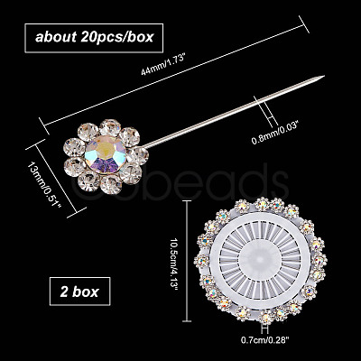 Alloy Rhinestone Flower Long Pins FIND-WH0111-322-1