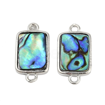 Brass Pave Natural Paua Shell Connector Charms KK-M299-01B-P-1