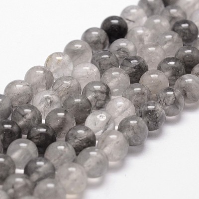 Natural Cloudy Quartz Beads Strands G-G735-37-6mm-1