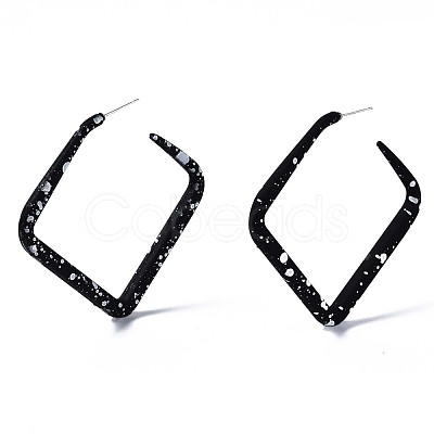 Spray Painted CCB Plastic Stud Earrings EJEW-Q020-001B-1