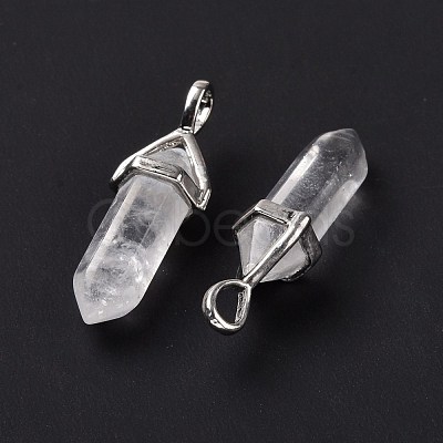 Natural Quartz Crystal Pointed Pendants G-K329-53P-1