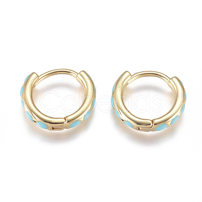 Golden Plated Brass Huggie Hoop Earrings EJEW-L231-27G-1