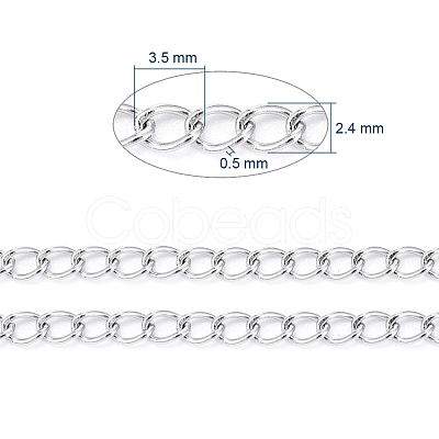 Tarnish Resistant 304 Stainless Steel Curb Chains CHS-F006-04A-P-1