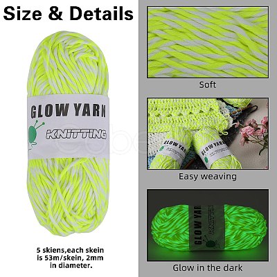 5 Skeins Light Two-Tone Luminous Polyester Yarn OCOR-SZ0002-09A-1