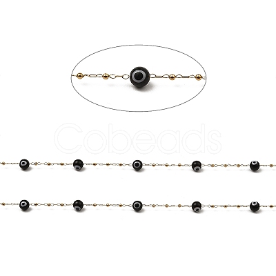 Evil Eye Lampwork Beaded Link Chains CHS-G028-04G-09-1